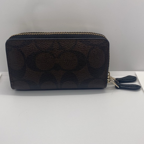 💛COACH💛 Accordion Style Wallet/Card Holder w/Double Zipper in Brown/Like New - Picture 2 of 7
